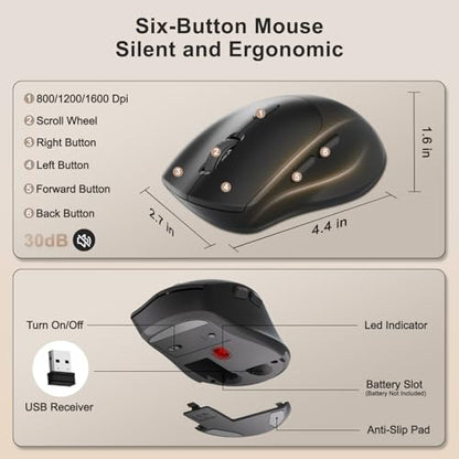 Wireless Keyboard and Mouse Combo, 2.4G Ergonomic Wave Keys(Latte Black) | Full Size Ergonomic Keyboard with Wrist Rest, Phone Holder, 3-Level DPI Silent Mouse with 6-Buttons,for Windows/Mac OS/Laptop - color: Latte Black