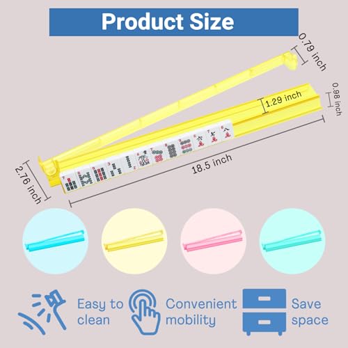CAYOULR Colourful Mahjong Racks with Pushers Set of 4 Clear Acrylic Holders | Portable Mahjong Racks Convenient Rotating One-Piece Mahjong Pushers mahjong racks well-made sturdiness - color: Colourful