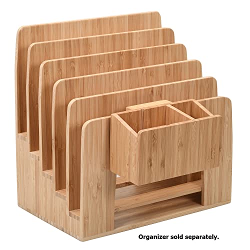 MobileVision Bamboo Caddy Add-On for Bamboo Charging Station Organizers; Compartment and cubby space fits pens, keys, and other small stationary items - color: Caddy Add-On Only