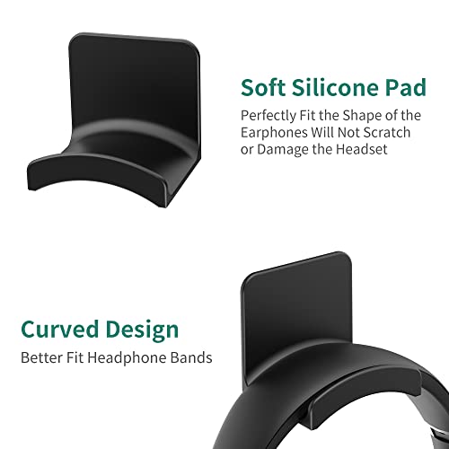 Headphone Hook for Desk, Headset & Controller Holder, Black 2 Pcs | Space-saving headphone hanger and wall mount alternative, durable ABS with non-slip pad, supports up to 1 kg - color: Black-2Pack