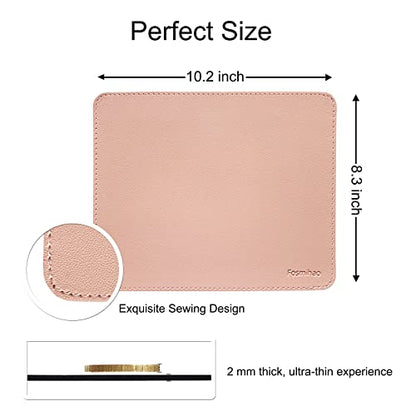 Leather Mouse Pad - Wood Mouse Pad, Double Side Mouse Pad with Stitched Edge, Waterproof Ultra Thin Mouse Pad for Computers, Laptop, Office & Home, 10.2 x 8.3 Inch, 1 Pack (Pink) - color: Pink