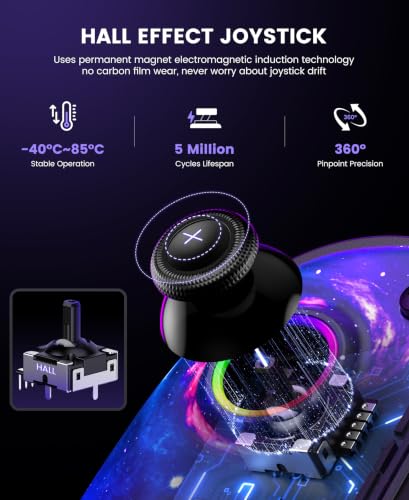Gammeefy JC400 Gen 2 Switch 2 Controller – Hall Effect Joysticks & Enhanced Grip – One Piece Switch Joypad Replacement Switch 2 Pro Controller with RGB Lighting, Turbo, Macros - Starry Sky, 7.9" - color: Starry Sky, size: Switch 2 - (7.9")