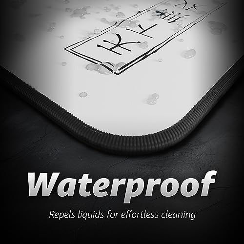 Hystar® Extended Gaming Mouse Pad | XXL 36" x 16" | 5mm Thick, Waterproof Surface, Smooth Polyester Fabric, and Natural Rubber Base | The Great Wave (White) - color: White, size: 36L x 16W inches