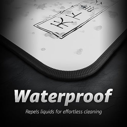 Hystar® Extended Gaming Mouse Pad | XXL 36" x 16" | 5mm Thick, Waterproof Surface, Smooth Polyester Fabric, and Natural Rubber Base | The Great Wave (White) - color: White, size: 36L x 16W inches