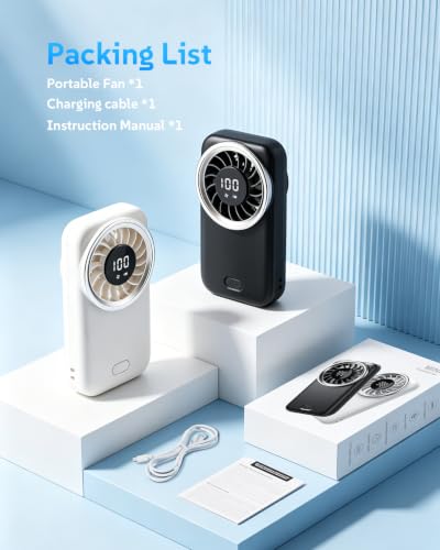 (2 Pack) Portable Handheld Mini Fan with Stand Personal Pocket fan | 5 Gear & 1-100 Stepless Speed Desk Fan Rechargeable, Compact Cooling Essential for Travel, Makeup, Summer Gift White & Black - color: 2pcs Mini Fan