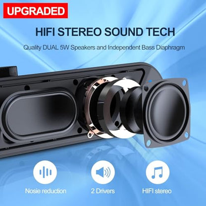 LENRUE Computer Speakers,PC Speakers for Desktop,Wired USB-Powered Sound-bar for Computer with 10W Stereo Sound and Colorful Light,Plug-n-Play (A39PRO /Black) - color: black