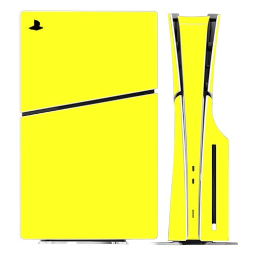 Solid Color Skin Wrap Compatible with PS5 Slim Disc Edition (Yellow) | Console Cover Protective Sticker, Game Controller Vinyl Wrap - color: Yellow