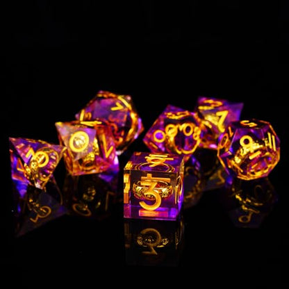 Ring DND Dice Set, 7 Pcs Magic Lord Ring DND Dice Resin Sharp Edge D&D Dice for Dungeons and Dragons RPG Role Playing Games