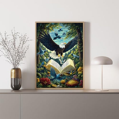 Eagle Puzzles for Adults 1000 Pieces, Fantasy Book Nature Forest Plant Puzzle, Animal Bird Bald Eagle Flower Challenge Jigsaw Puzzle - style: Book Eagle Puzzles