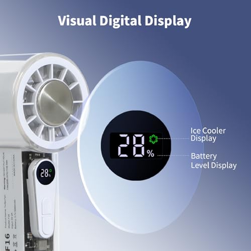 Portable Handheld Fan with Ice Cooler, 5000mAh Battery, 6 Speeds, LED Digital Display, Turbo High Speed Personal Fan, Transparent Design for Travel, Summer, Outdoor, Concerts, White - color: White