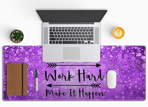 Large Gaming Mouse Pad with Stitched Edges, Inspirational Quotes Desk Mat, Extended Keyboard Pad, Non-Slip Rubber Base Desk Pad, 31.5X11.8 inch Stay Positive Work Hard and Make It Happen - color: Inspirational Quotes