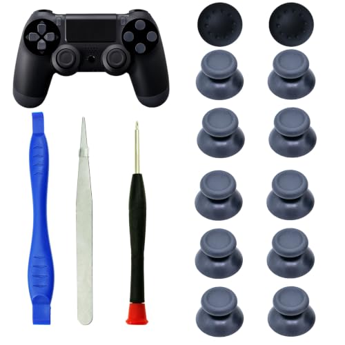 10 Joystick Analog Thumb Sticks Thumbstick for PlayStation 4 PS4 Controller | CTHTBZ 10PCS Replacement Thumbsticks Grey, Grips Repair Parts Tools Included - color: Grey