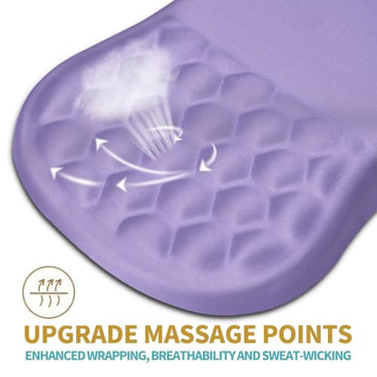 Hokafenle Ergonomic Mouse Pad Wrist Support with Massage Design, Wrist Rest Pain Relief Mousepad with Memory Foam&Non-Slip PU Base, Mouse Pads for Wireless Mouse & Desk (12x8 inch,Lavender) - color: HK025-Lavender