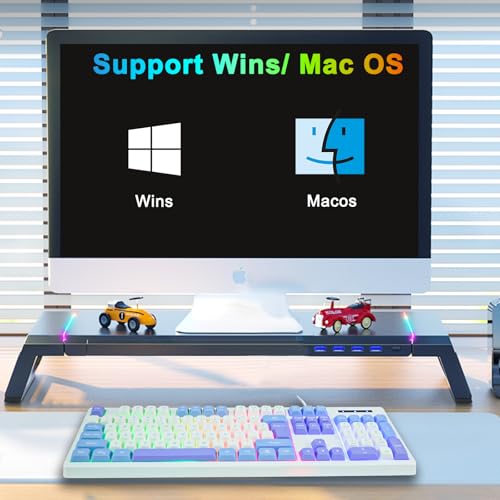HUO JI Wired Gaming Keyboard with Rainbow LED Backlit, Floating Keys, Mechanical Feeling, Spill Resistant, Ergonomic Full Size for Xbox, PS Series, Desktop, Computer, PC (White Blue) - color: White Blue