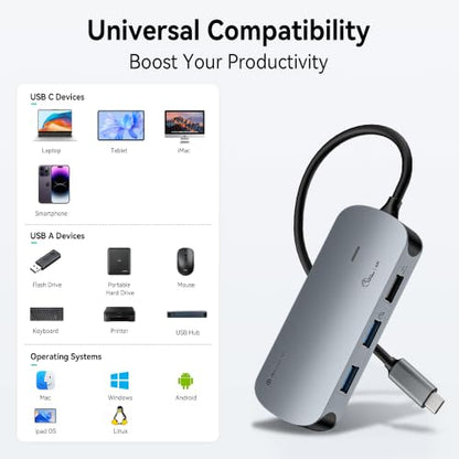 Yottamaster USB C Hub 5-in-1 with 4K HDMI for MacBook/iPad/iMac | USB C to HDMI with 100W PD, 4K@60Hz HDMI, 2*USB 3.2 Gen 2 10Gbps Data Transfer Ports, 1 USB 2.0 Port