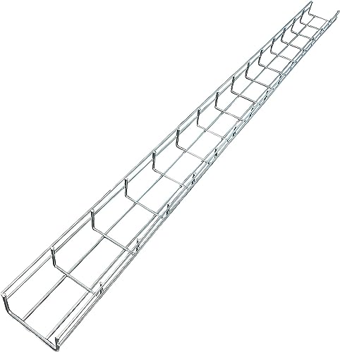 Kable Kontrol Cable Tray- 5 Feet Long - 4" Width, 4” Depth – Wire Mesh Tray Cable Management Rack Cords Organizer Cable Basket, Zinc Plated Steel NEC Approved for Network, Fiber Optic, Cabling - size: Cable Tray 4" W x 4" H x 5 Ft L