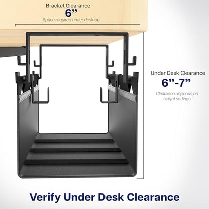 VIVO Screw-on Under Desk 16 inch Fabric Cable Management Tray, Wire Concealer, Power Strip Storage, Workspace Organization, Easy Fold Down Access, Black, DESK-AC16F-S - size: 16"