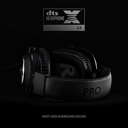 Logitech G Pro X Wired Gaming Headset: Blue VO!CE Detachable Boom Mic, DTS 7.1, 50 mm Drivers, USB/3.5mm Aux, Spare Memory Foam Ear Pads, USB DAC & Bag Included - Black - size: Wired, style: Classic