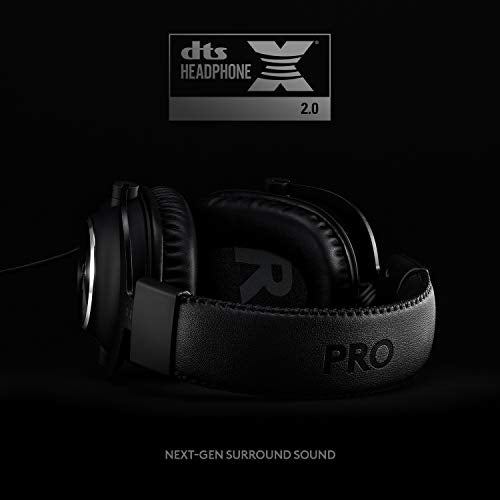 Logitech G PRO X Wired Gaming Headset - Black | Blue VO!CE Detachable Boom Mic, DTS 7.1, 50 mm Drivers, USB/3.5mm Aux, Spare Memory Foam Ear Pads, Bag & USB DAC Included - size: Wired, style: Classic