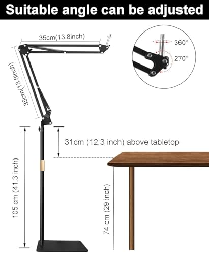 Microphone Floor Stand for Blue Yeti, Nano, Snowball, HyperX,Razer,Logitech USB and Condenser Mic,Adjustable Boom Arm Stand with 1/4'' Thread and 3/8" 5/8" Adapter, Pop Filter, Mic Clip, Cable Ties