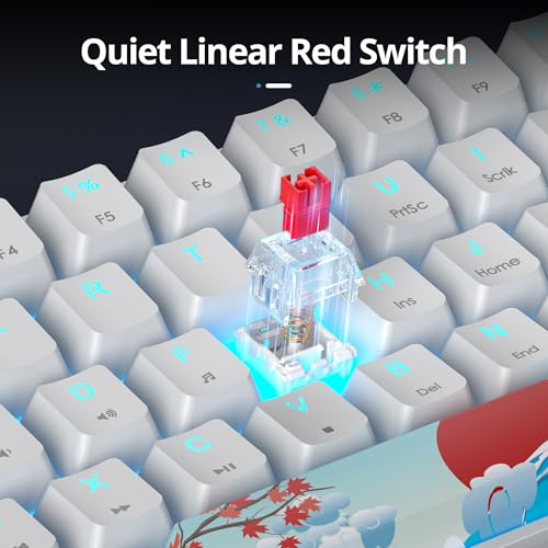 surmen 60% Wired Mechanical Gaming Keyboard, Backlit Ultra-Compact Mini Office Keyboard with Red Switch for PC/Mac Gamer, Typist (61 Blue White) - color: 61 Blue White