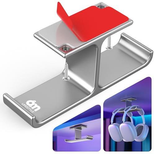 All Aluminum Headset Headphone Stand Hanger Under Desk Designed [Patented] Headphone Holder Hook by Strong Adhesive & Screws,PC Gaming Accessories Compatible with PC Gaming DJ Headsets,Silver - color: Gray