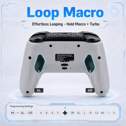 aghi Switch 2 Pro Controller with Hall Effect Joysticks and One Key Wake Up | Wireless Game Controller for Switch 2/Switch/Lite/OLED, with Turbo, Dual Vibrations, Loop Macro, 6-Axis Gyro, 800mAh, Grey - color: Grey