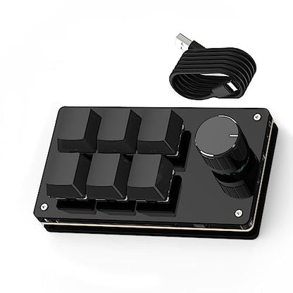 SIKAI CASE Programmable Macro Keyboard,6 Key Macro Mechanical Gaming Macro Keypad,Custom Knob KeyPad, Hot swappable Switch Gaming Keyboard,Wired programmable keypad with Drawing Programming Video - color: Balck