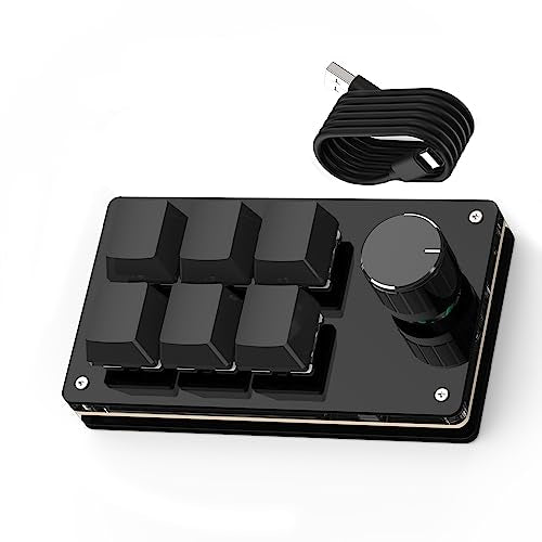 SIKAI CASE Programmable Macro Keyboard,6 Key Macro Mechanical Gaming Macro Keypad,Custom Knob KeyPad, Hot swappable Switch Gaming Keyboard,Wired programmable keypad with Drawing Programming Video - color: Balck