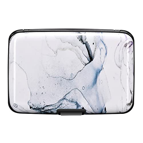 RFID Blocking Credit Card Protector Case Holder Wallet for Men Women | RFID Blocking Credit Card Protector Aluminum ID Case Hard Shell Business Card Holders Metal Wallet for Men or Women - color: Graywhite Marble