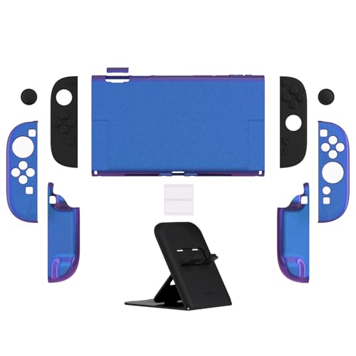 PlayVital Glossy Protective Case for Nintendo Switch 2 with Extra Stand & Thumb Grip Caps | Solid Color Series, Chameleon Purple Blue - color: Chameleon Purple Blue