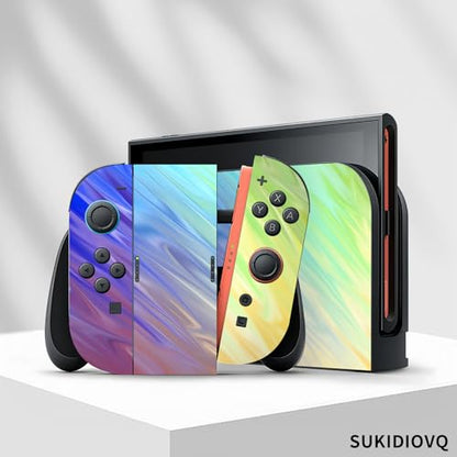 for Nintendo Switch 2 Skin Wrap Cover Decal Sticker Wrap Vinyl Mixed-Color Pattern (Blue-Green) - color: Blue-Green