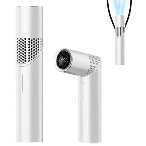 Portable Handheld Turbo Fan,3 IN 1 Rechargeable Mini Fans,Up to 12 Working Hours,1-199 Speed,Digital Display,for Outdoor,Travel,Beach,Office (white) - color: white