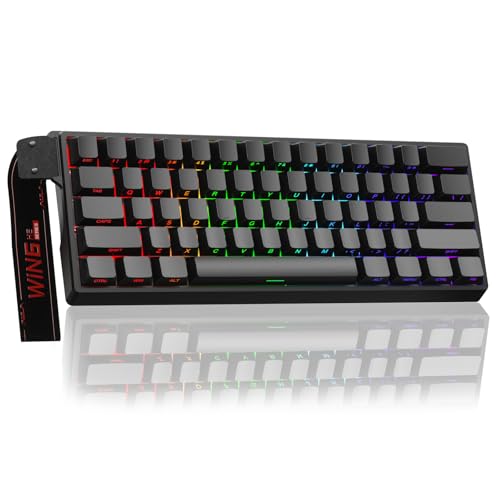 Aula WIN60 HE - 60% Mechanical Gaming Keyboard Wired, Magnetic Switch Hot Swappable, Adjustable Actuation Rapid Trigger Mode, 8000 Hz Polling Rate, RGB Small Keyboard 60 Percent Compact Design for PC - color: WIN60HE-Black Side