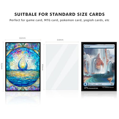 Katomula 100 MTG Card Sleeves with 100 Inner Sleeves, Textured Back Art Sleeves, Fit Standard Size Cards - Island - color: Island