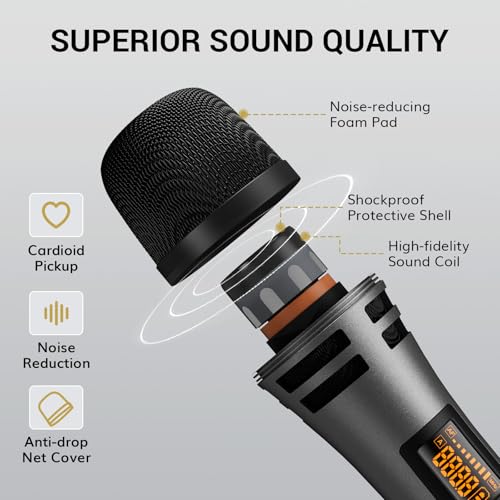 TONOR Wireless Microphones System with 8x12 Channels Cordless Handheld Microfono Inalambrico, 90 m/295FT UHF Range, Mics with Stable Signal, Quick Mute for Karaoke Singing Party Church Wedding - style: 8 Handheld Mics