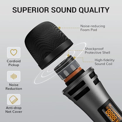 TONOR Wireless Microphones System with 8x12 Channels Cordless Handheld Microfono Inalambrico, 90 m/295FT UHF Range, Mics with Stable Signal, Quick Mute for Karaoke Singing Party Church Wedding - style: 8 Handheld Mics