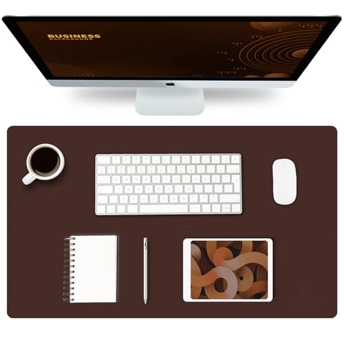 K KNODEL Small Office Leather Desk Mat, Mouse and Keyboard Pad, Computer and Laptop Mat, Desktop Protector and Cover, Writing Pad and Blotter (23.6"x13.8", Dark Brown) - color: Dark Brown, size: 23.6" x 13.8"