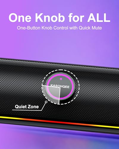 Computer Speakers for Desktop PC, Bluetooth 5.4 Sound Bar with Bass Boost, RGB Light Modes & Touch Buttons – HiFi Stereo USB Speakers for Gaming, Movies, Music, and Home Office - color: USB Powered