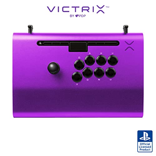 Victrix Pro FS Fight Stick Arcade Controller for PlayStation, PS5, PS4, PC | Esports, Tournament-Grade, 9 Sanwa Denshi Buttons, Aluminum Body, Detachable Joystick, Lockable Control Bar, Purple - color: Purple