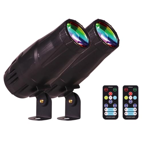LED Pinspot Light,Stage Spotlight Mini 15W RGBW Disco Ball Spot Lights 4 in 1 Stage Lighting Mirror Ball Light with Remote Control for DJ Disco Party Bar Club Wedding (2, Black)