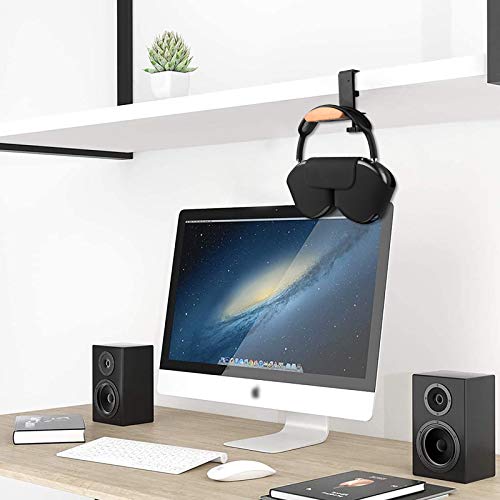 Linkidea Headphone Stand Hanger Compatible with Apple AirPods Max, Wooden Headset Holder Clamp Mount, Under Desk Headphone Hook Rack for Gaming Headphones, Office Desk & Table (Beech)