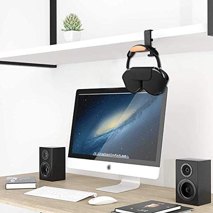 Linkidea Headphone Stand Hanger Compatible with Apple AirPods Max, Wooden Headset Holder Clamp Mount, Under Desk Headphone Hook Rack for Gaming Headphones, Office Desk & Table (Beech)