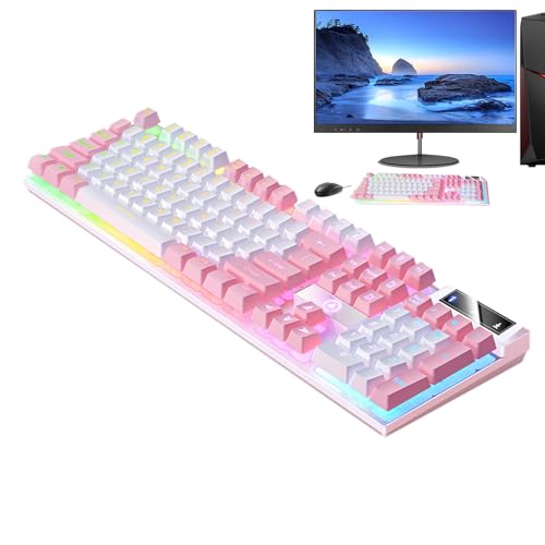 Mechanical Keyboard 104 Keys Full Size Standard Layout USB Wired PC Game | Mechanical Feel Game Keyboard Anti-Ghosting, N-Key Rollover, Full Size, RGB Backlit, Ergonomic, Spill-Resistant, for PC D - color: 1