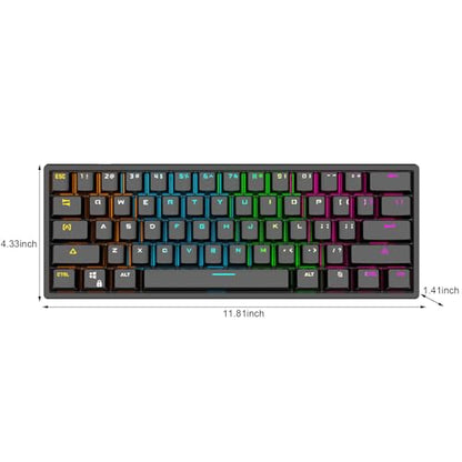 Waterproof Gaming Keyboard USB Wired Mechanical Keyboard | 60 Percent Keyboard for Computer Portable Light Up Keyboards RGB Backlit Keyboards Gaming Accessories Cool Stuff (61 Keys)