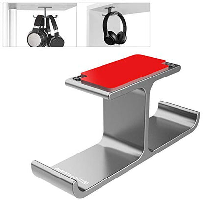 Headphone Hanger Stand Under Desk Hook Aluminum Stick-On Adhesive Dual Headsets Holder Mount PC Gaming Accessories for All Headphones