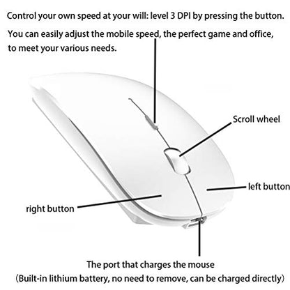 PEIBO Bluetooth Wireless Mouse for Laptop mac MacBook ipad MacBook air MacBook pro pc Desktop Computer Windows Chromebook Notebook (White) - color: WHITE