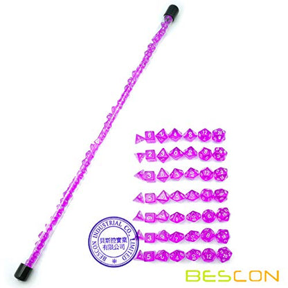 Bescon 49pcs Gem Purple Mini Polyhedral Dice Set in Long Tube, Gem Mini Role Playing Polyhedral Dice 7X7pcs, Long Stick Set - color: 7x7 49pcs Gem Purple Tube