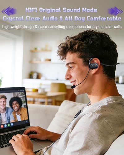 Gaming Headset with Mic, Open Ear Headphones, Wired PC Headset with Microphone, 7.1 Surround Sound PC Gaming Headset for Laptop, PS5, Switch, iPhone 16/15, Wired Headphones for Work (USB-C & USB-A)