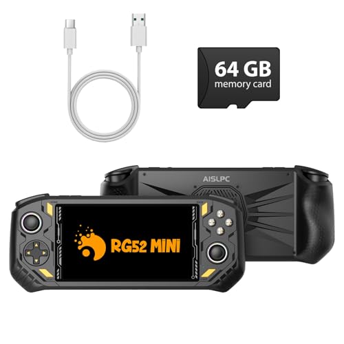 RG52MINI Retro Handheld Game Console, 5.5 Inch IPS Screen, Portable Dual System, 64GB Support 30+ Emulator&22000+ Classic Games, WiFi Networked Fighting, HDMI TV Output, 5000mAh Battery(Black 64GB) - color: Black